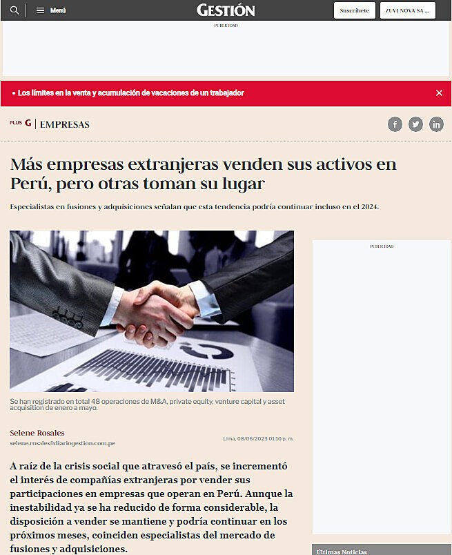 Ms empresas extranjeras venden sus activos en Per, pero otras toman su lugar